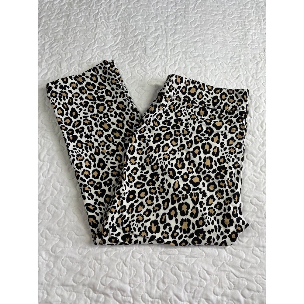 Studio 253 Leopard Animal Print Cropped Stretch Pants size large petite